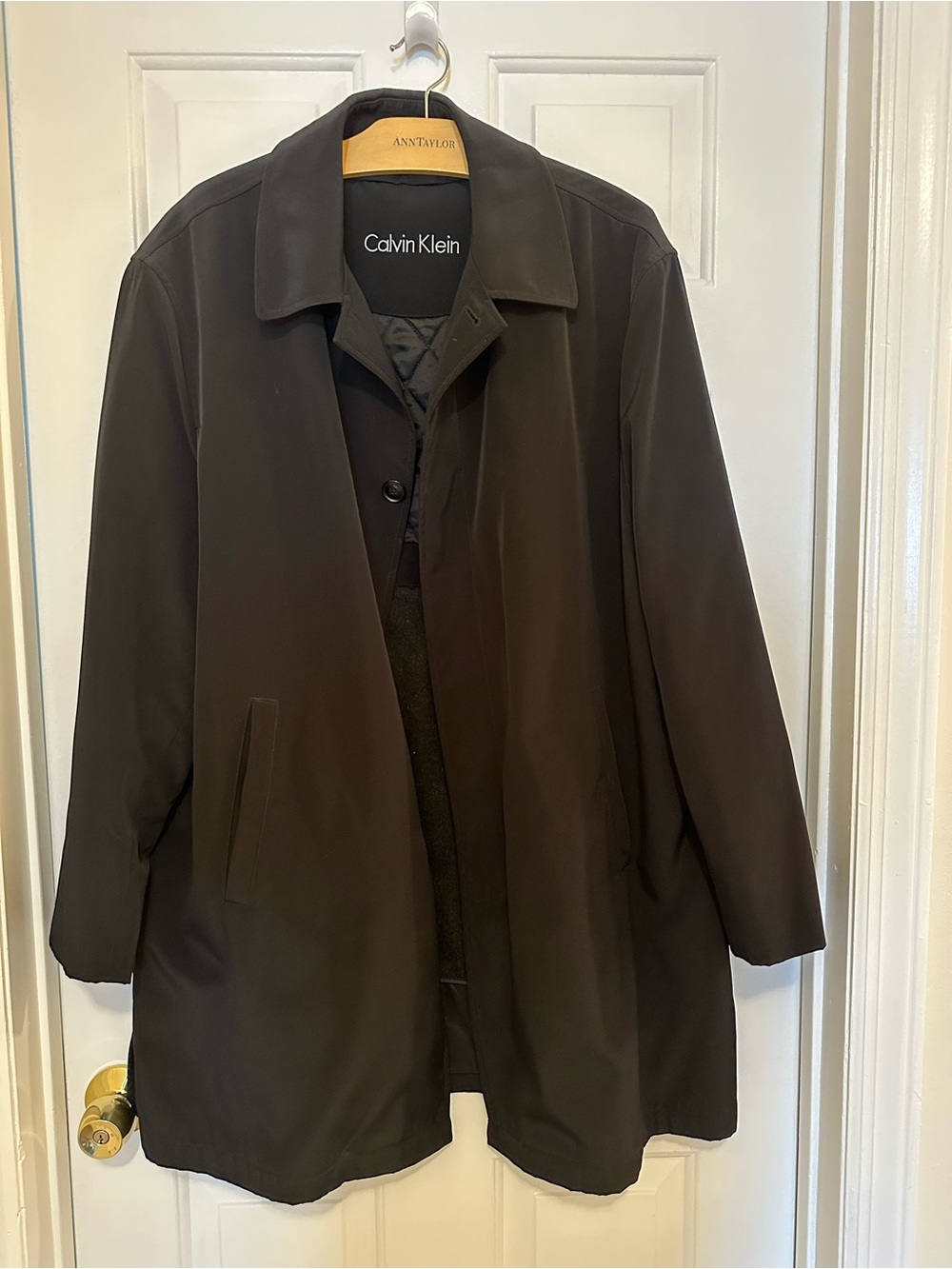 Calvin Klein Men's Black Top Coat 42R (3/4 Length) V Good